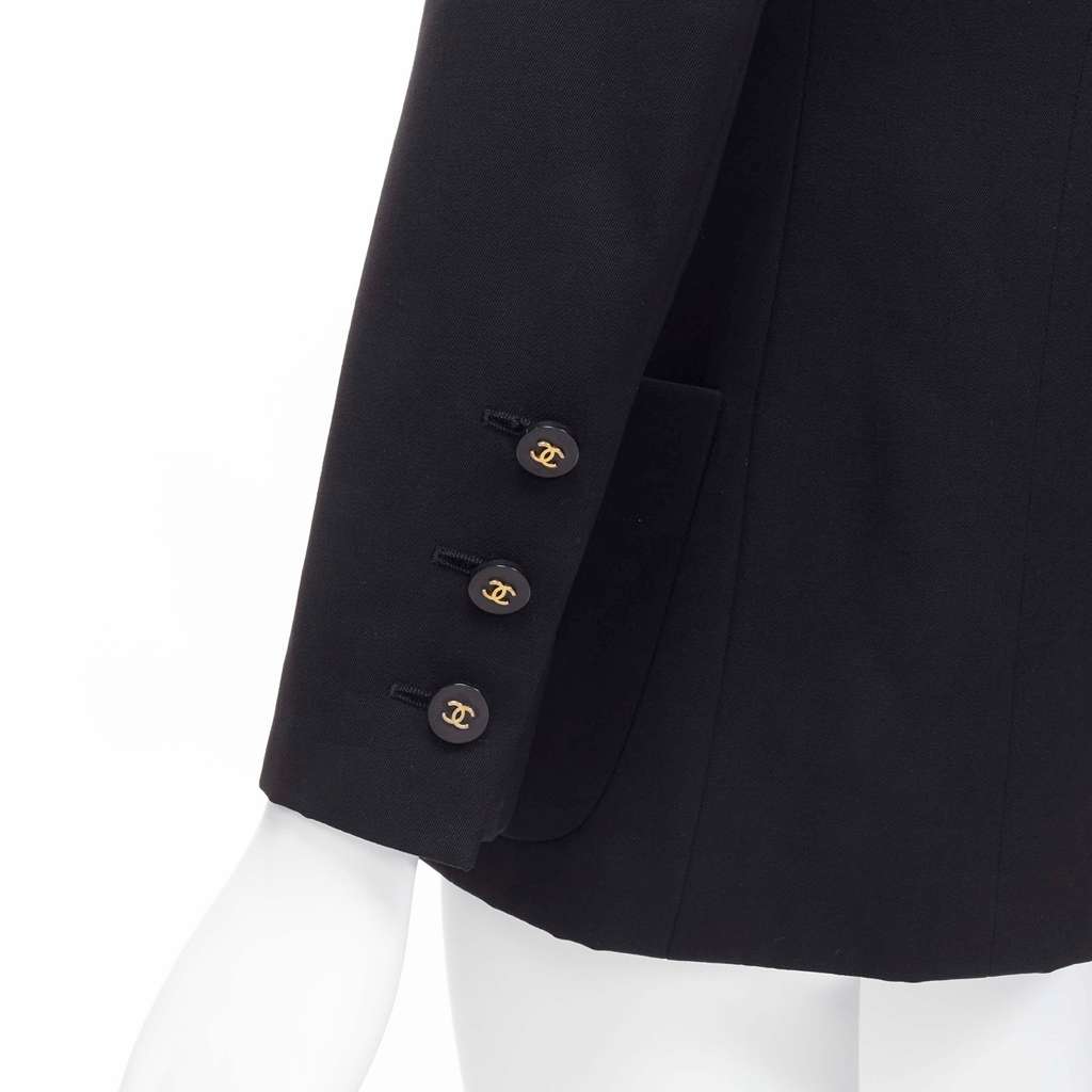 Chanel Black Monogram Blazer Black Wool Very good - Back View