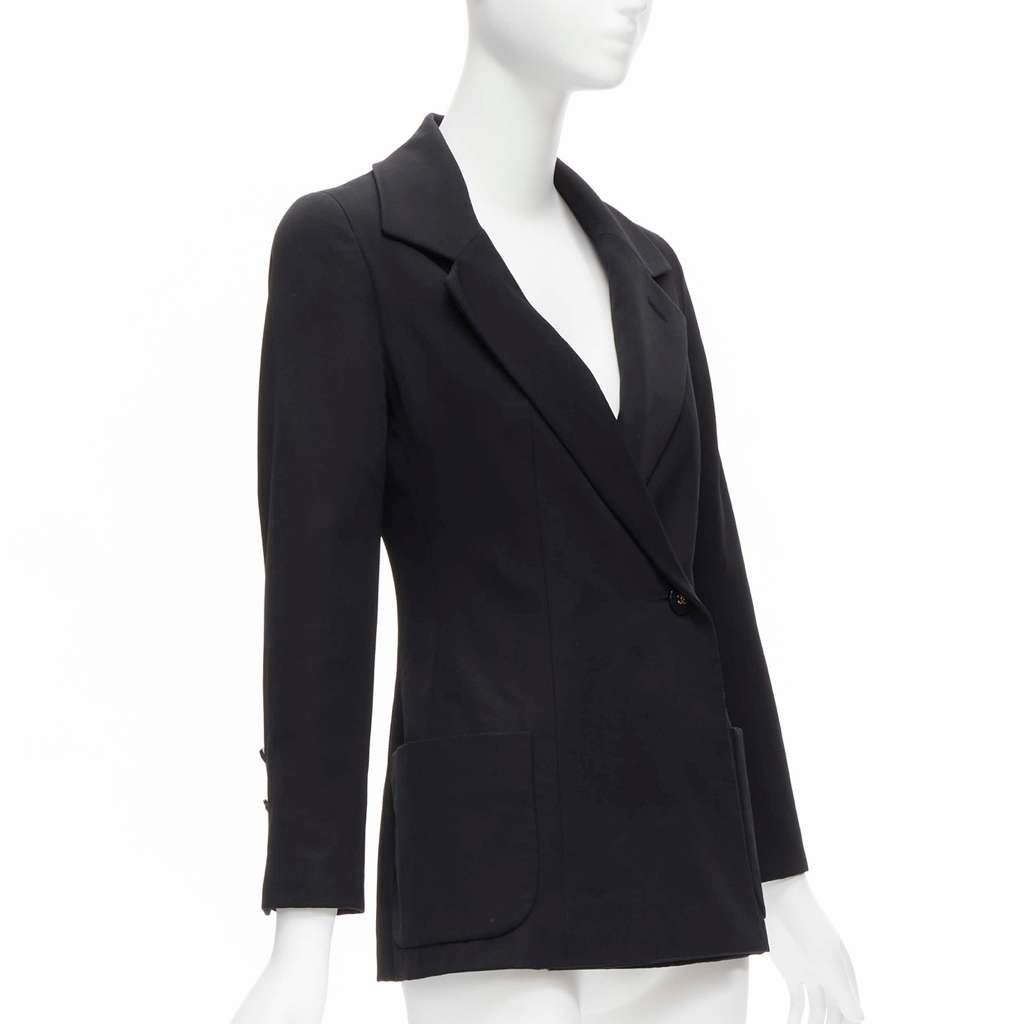 Chanel Black Monogram Blazer Black Wool Very good - Inside View