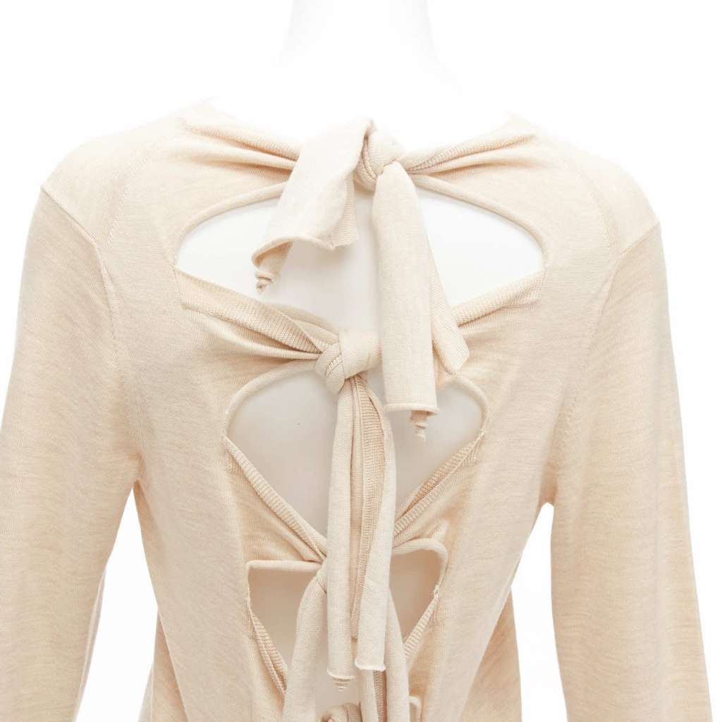 Celine Knot Tie Back Sweater Beige Wool Never worn - Back View