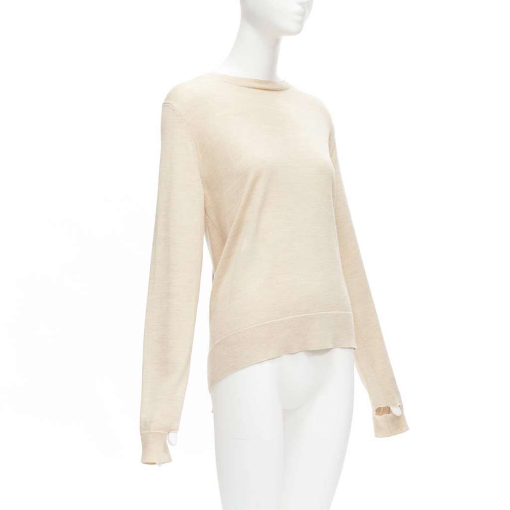 Celine Knot Tie Back Sweater Beige Wool Never worn - Model View
