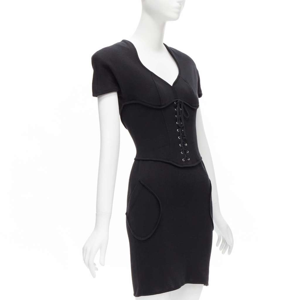 Thierry Mugler Jersey Corset Dress Black Good - Inside View