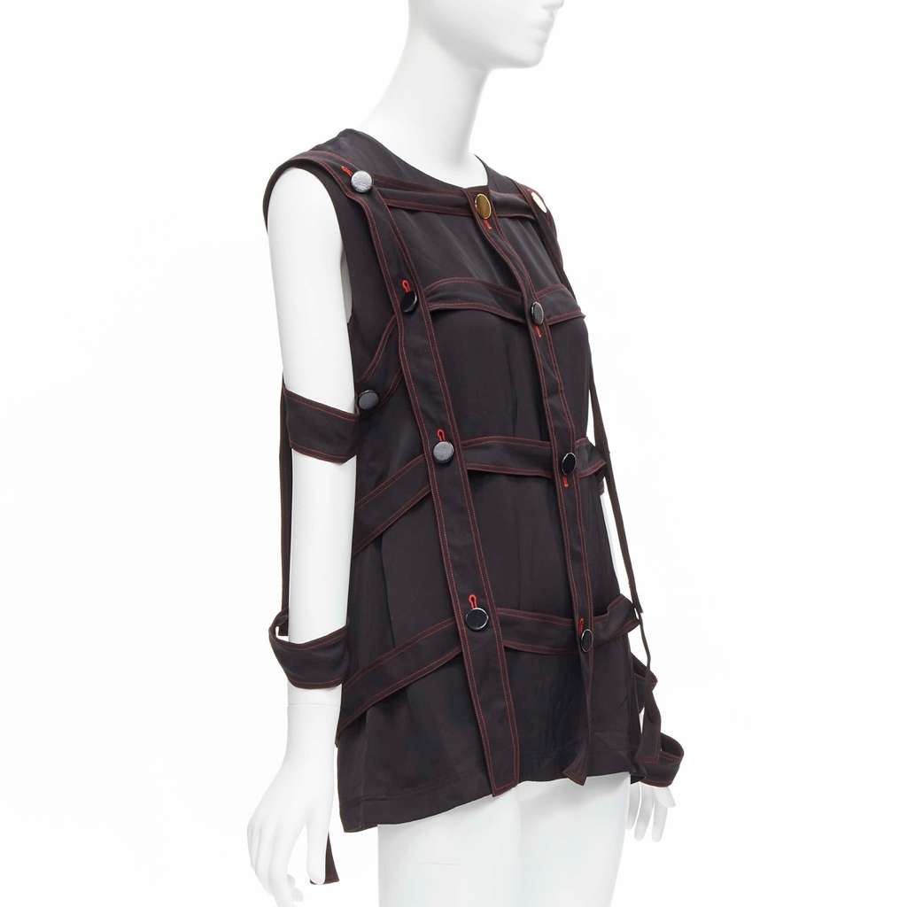 Celine Grid Harness Top Black Viscose Very good - Inside View