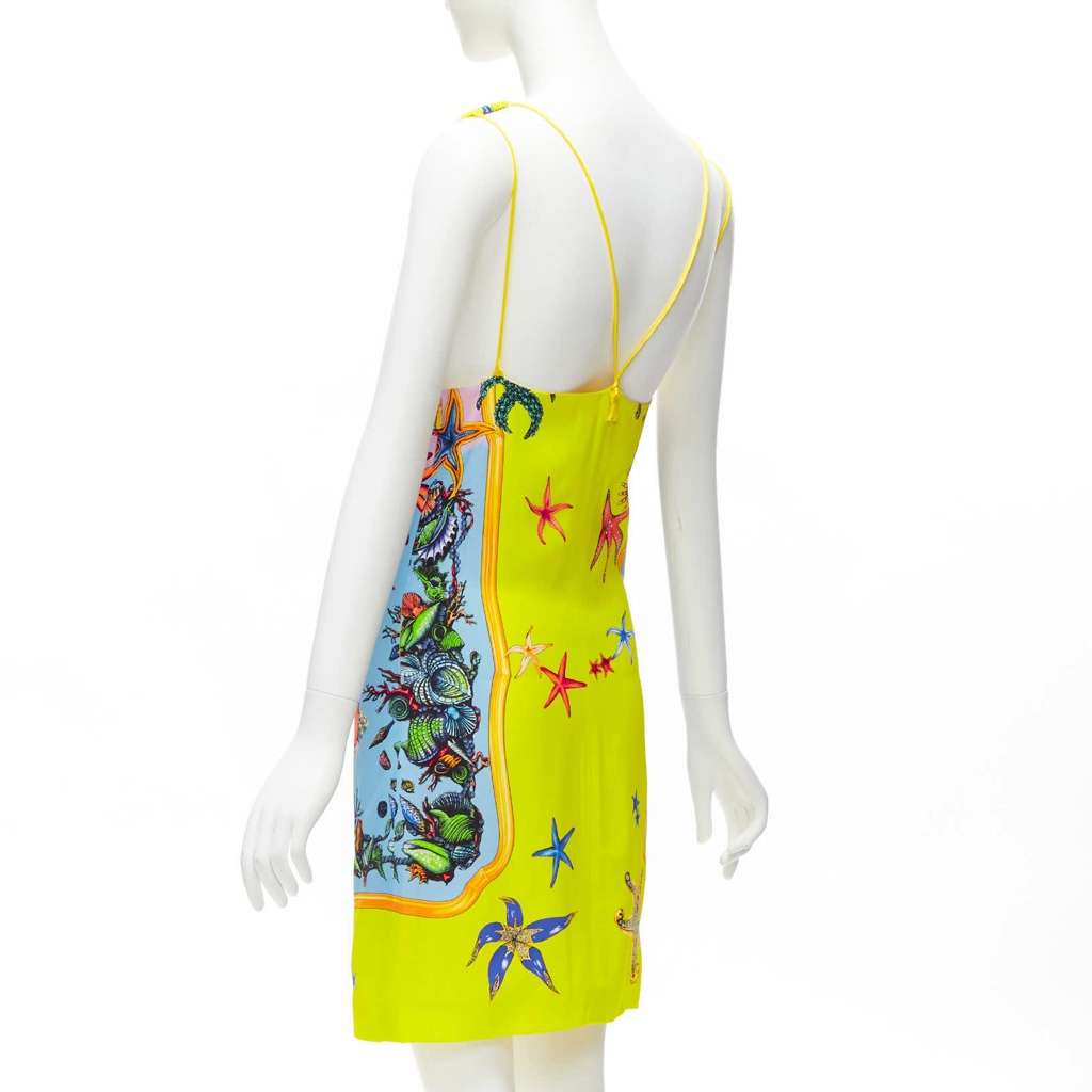 Versace Starfish Print Dress Yellow Viscose Never worn, with tag - Back View