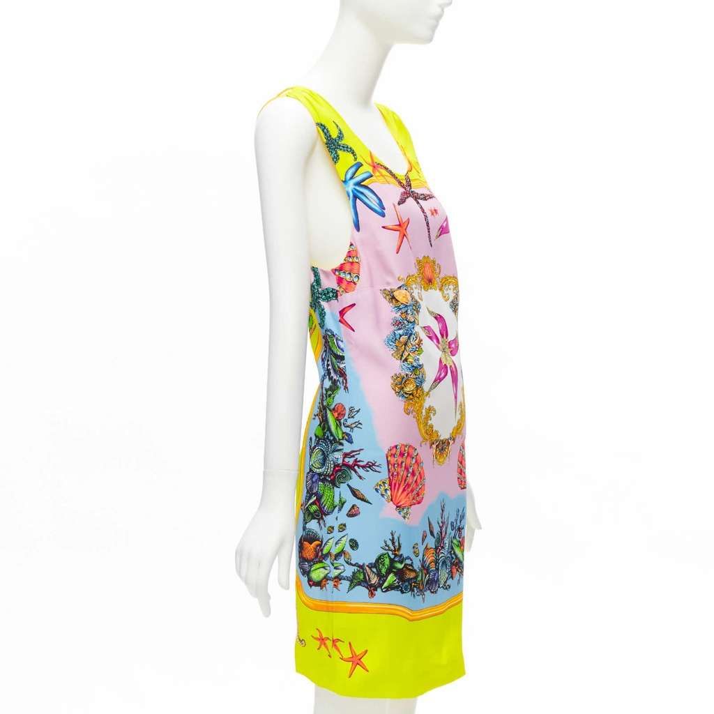 Versace Starfish Print Dress Yellow Viscose Never worn, with tag - Inside View