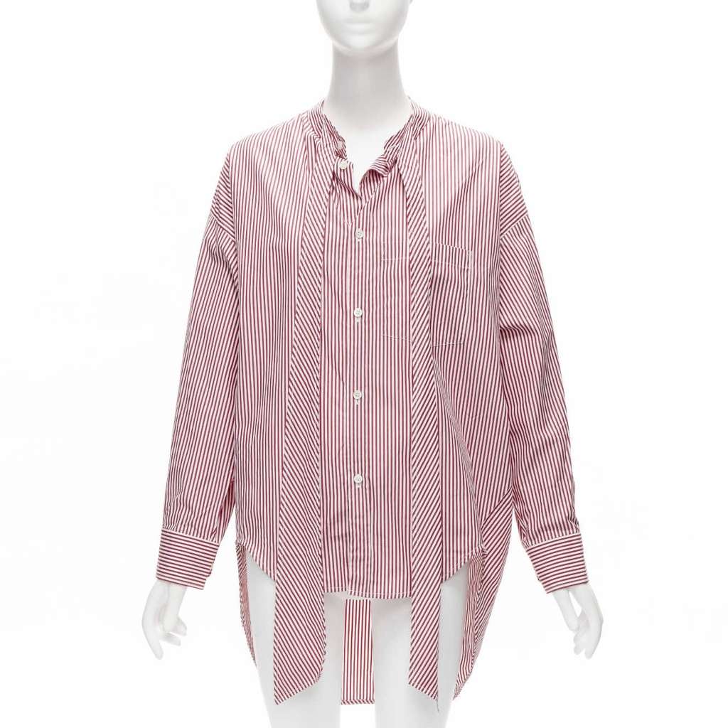 Balenciaga Stripe Oversized Shirt Red Cotton Never worn - Inside View
