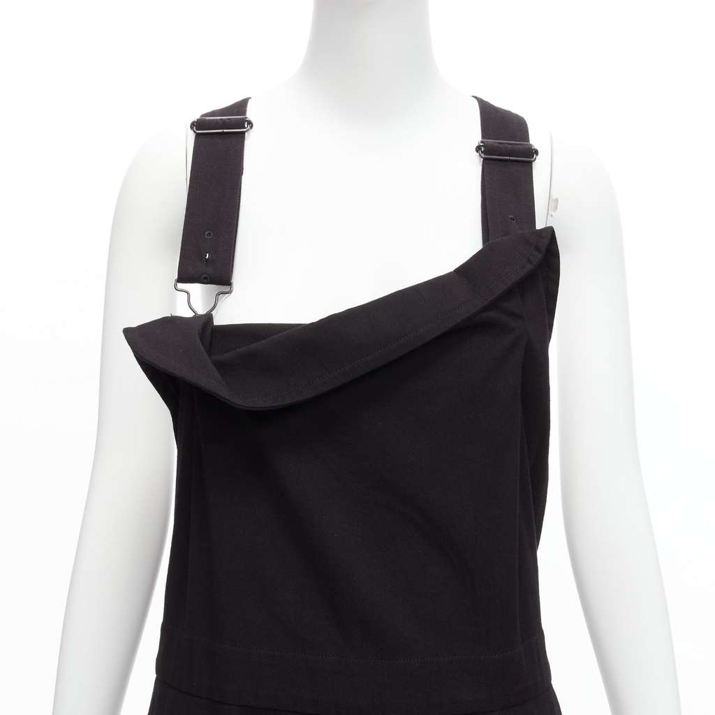 Yohji Yamamoto Button Drop Dungaree Black Cotton Good - Back View