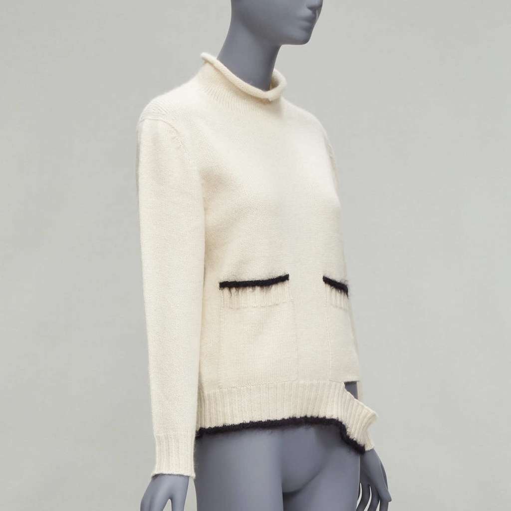 Celine Cutout Turtleneck Sweater Ecru Cashmere Never worn - Inside View