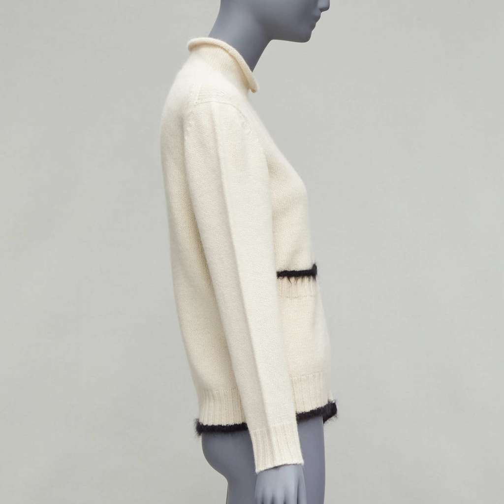 Celine Cutout Turtleneck Sweater Ecru Cashmere Never worn - Model View
