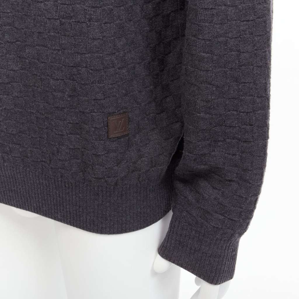 Louis Vuitton Checks Patch Sweater Grey Wool Never worn - Back View