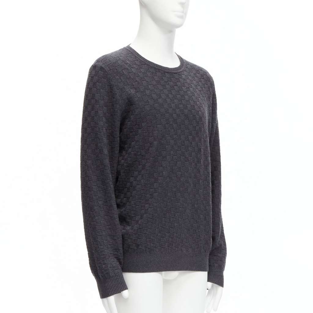 Louis Vuitton Checks Patch Sweater Grey Wool Never worn - Inside View