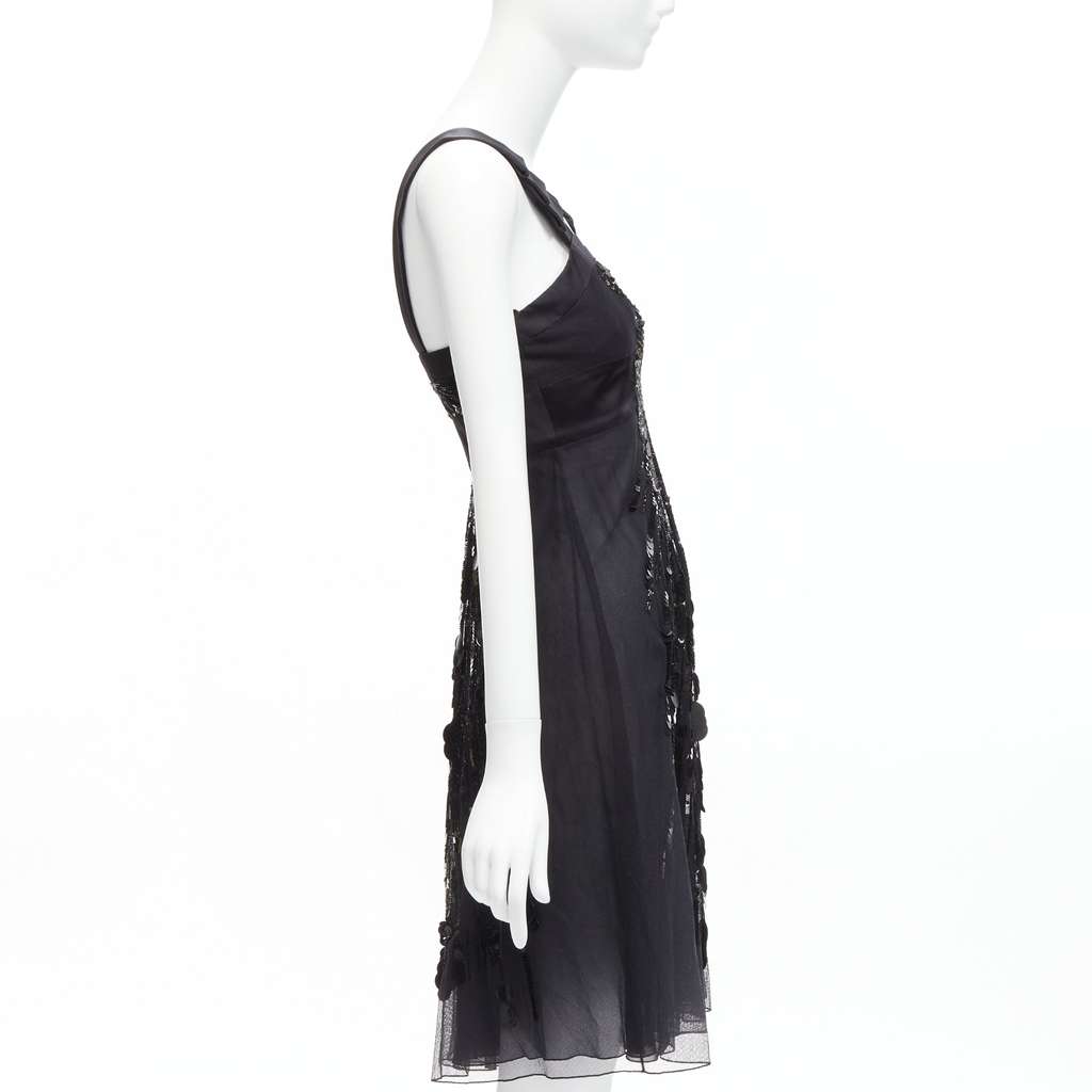 Versace Sequins Ruffle Dress Black Cotton Very good - Model View