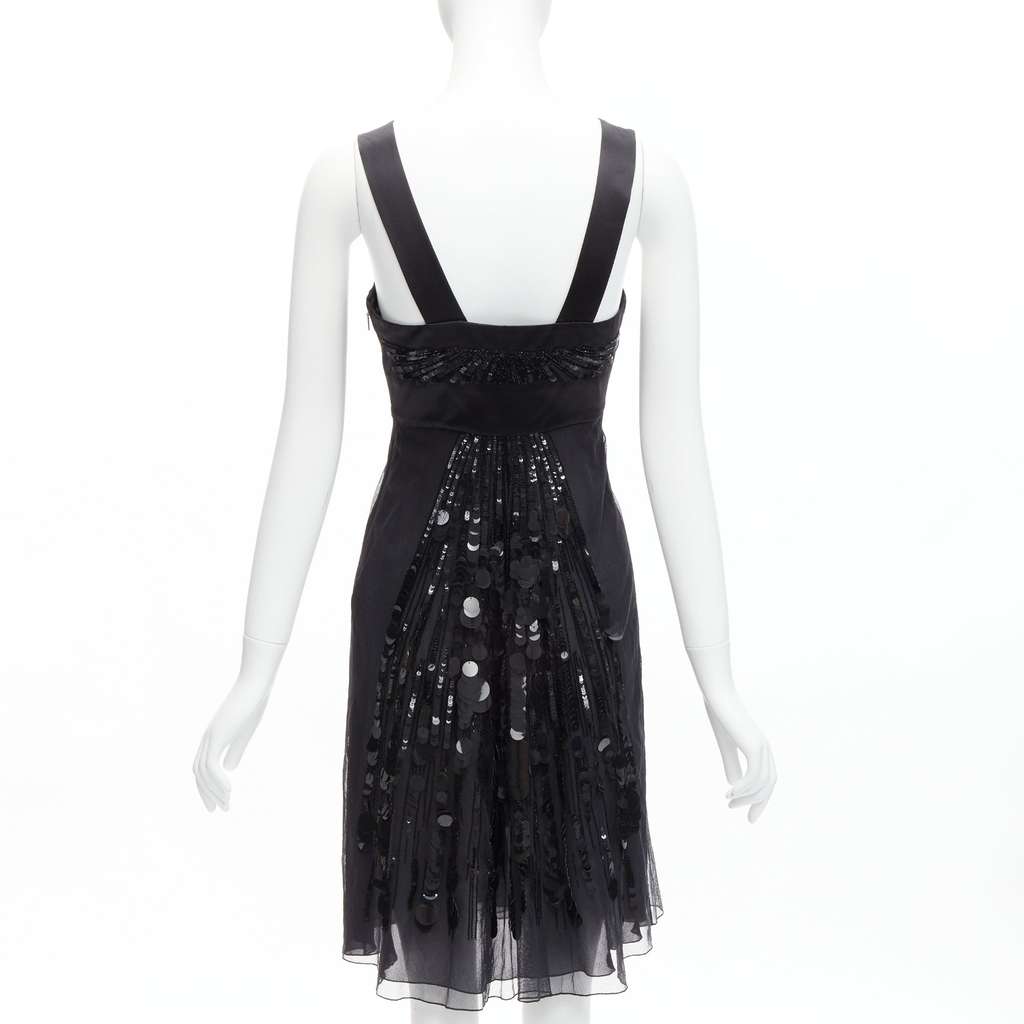 Versace Sequins Ruffle Dress Black Cotton Very good - Box View