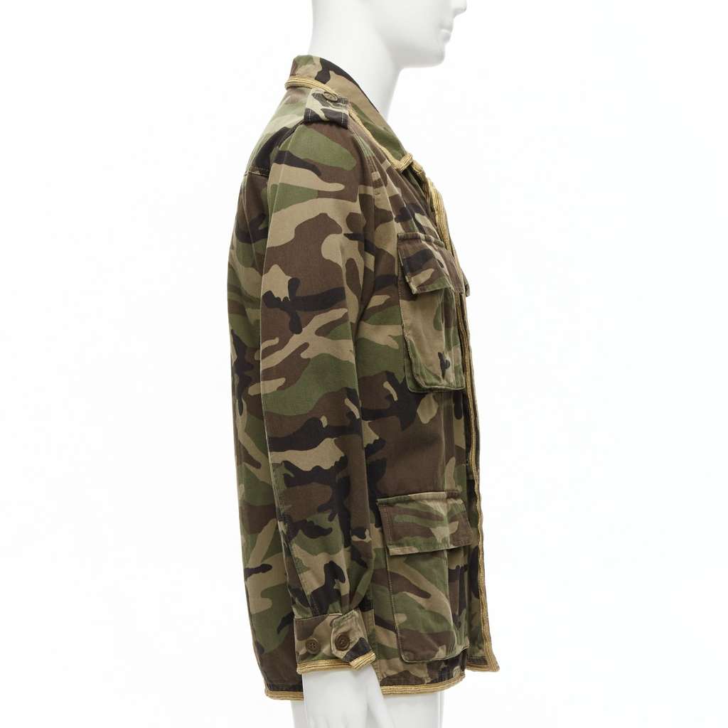 Saint Laurent Camouflage Military Jacket Green Cotton Never worn - Model View