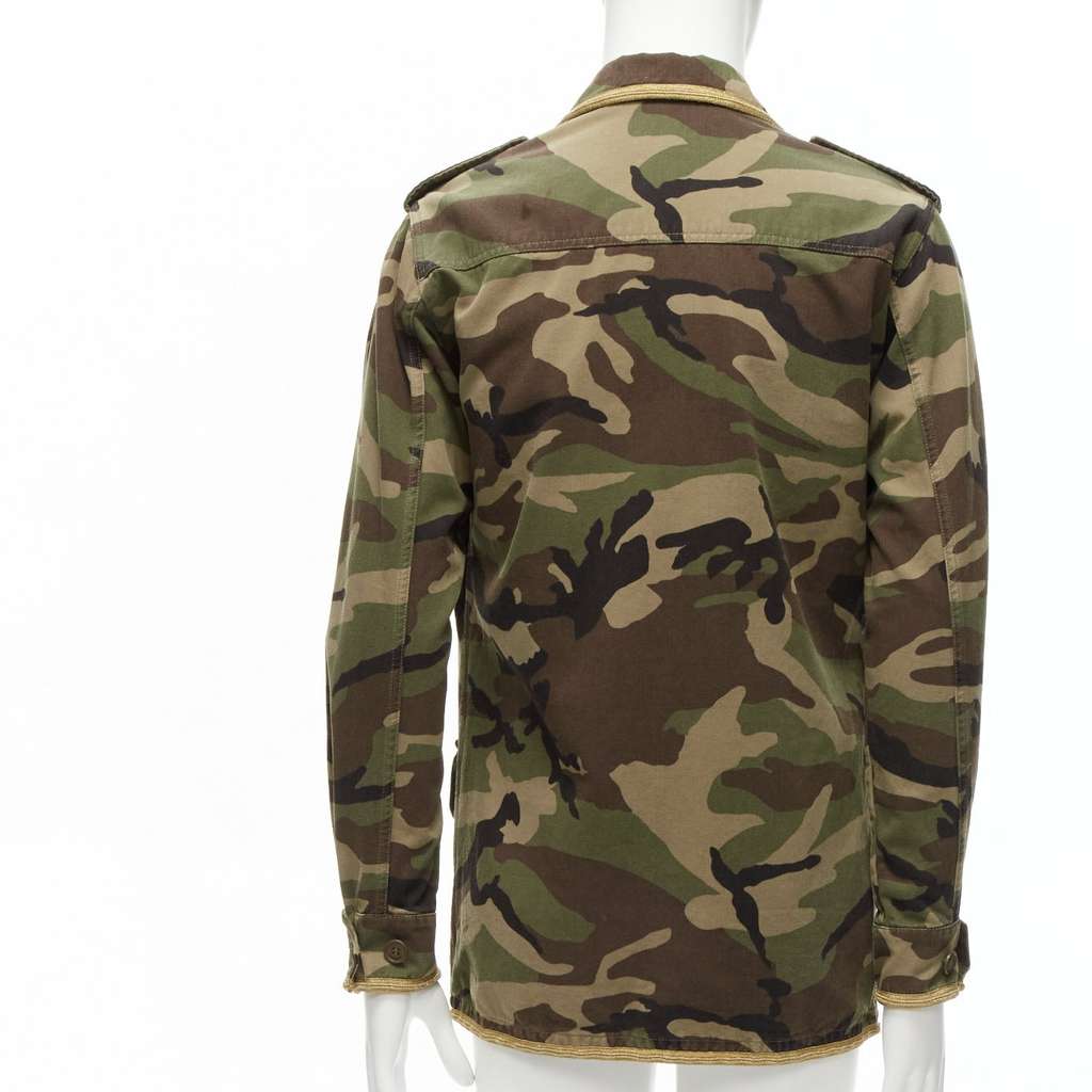 Saint Laurent Camouflage Military Jacket Green Cotton Never worn - Box View