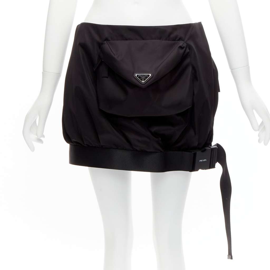 Prada Bubble Pocket Skirt Black Very good - Front View