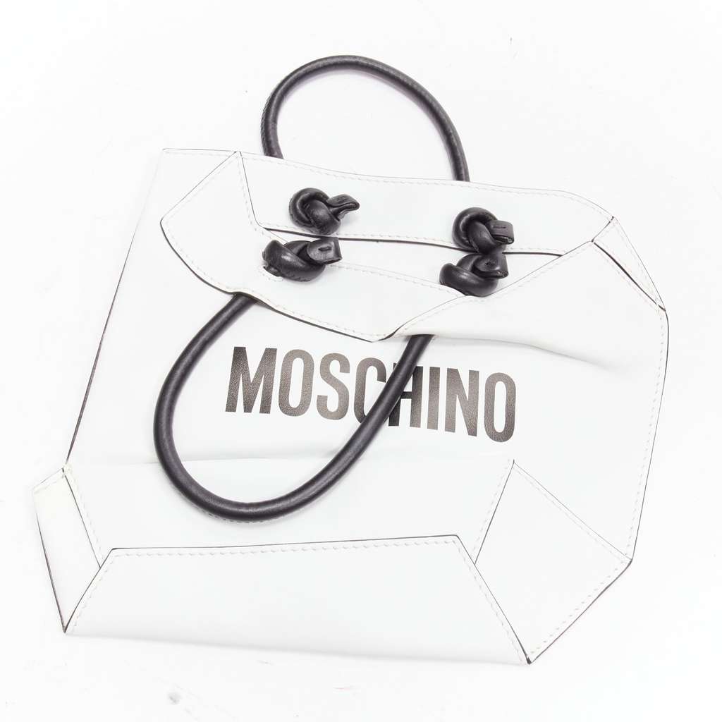 Moschino 2D Tote Clutch White Leather Never worn - Box View