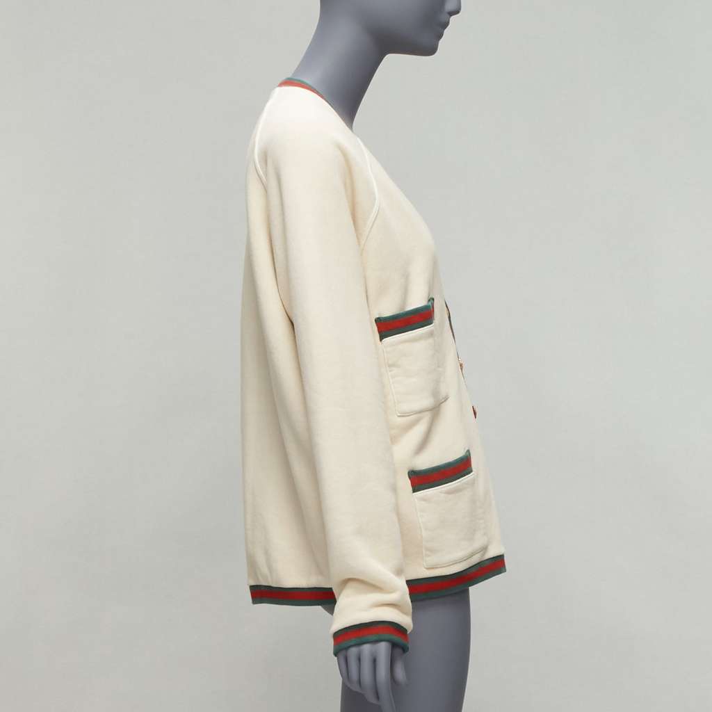 Gucci Green GG Cardigan Ecru Cotton Never worn - Box View