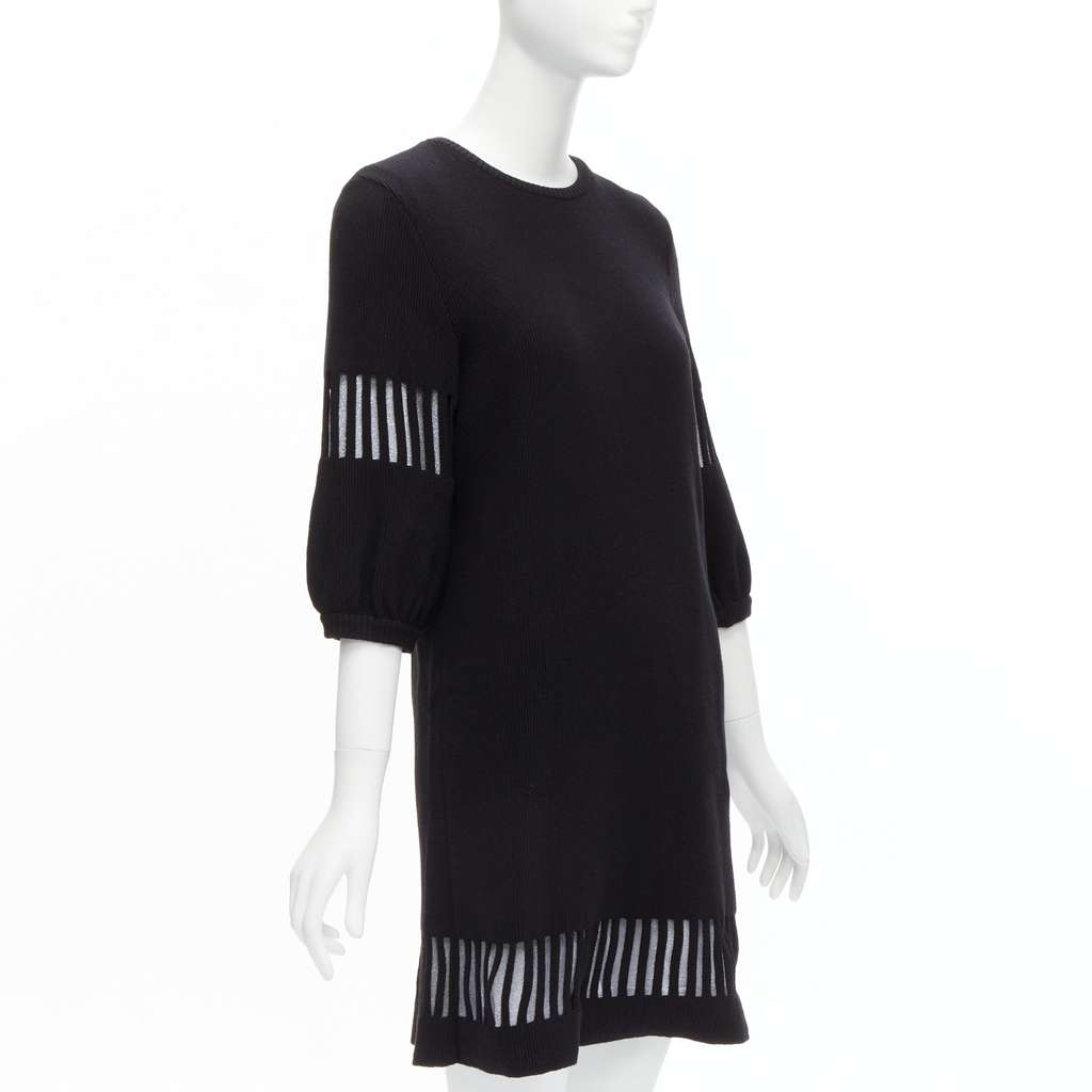 Chanel Cut Out Sweater Dress Black Wool Never worn - Inside View