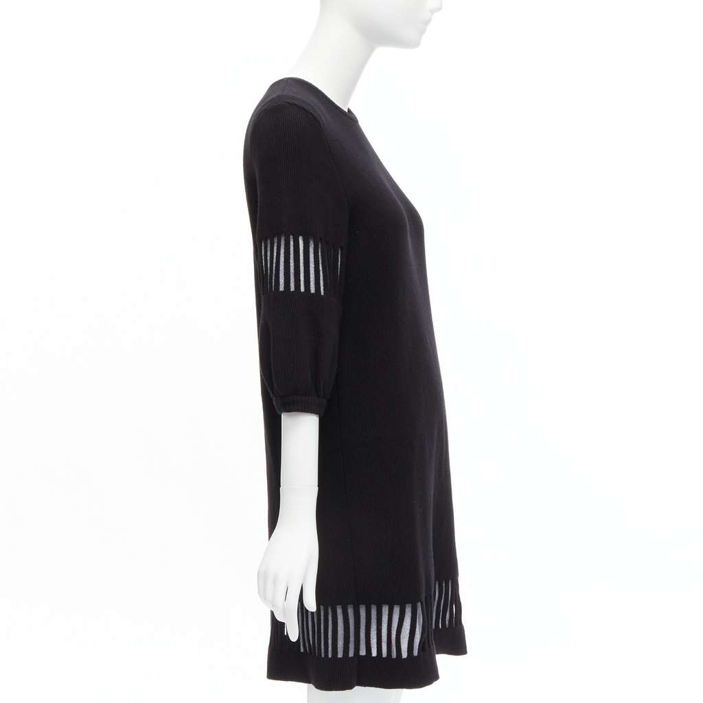 Chanel Cut Out Sweater Dress Black Wool Never worn - Model View