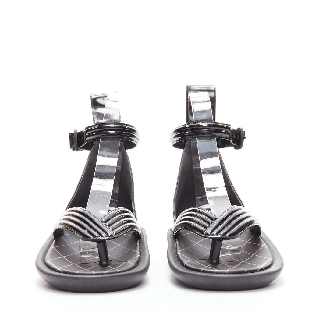 Louis Vuitton Leather Geta Sandals Black Leather Very good - Inside View