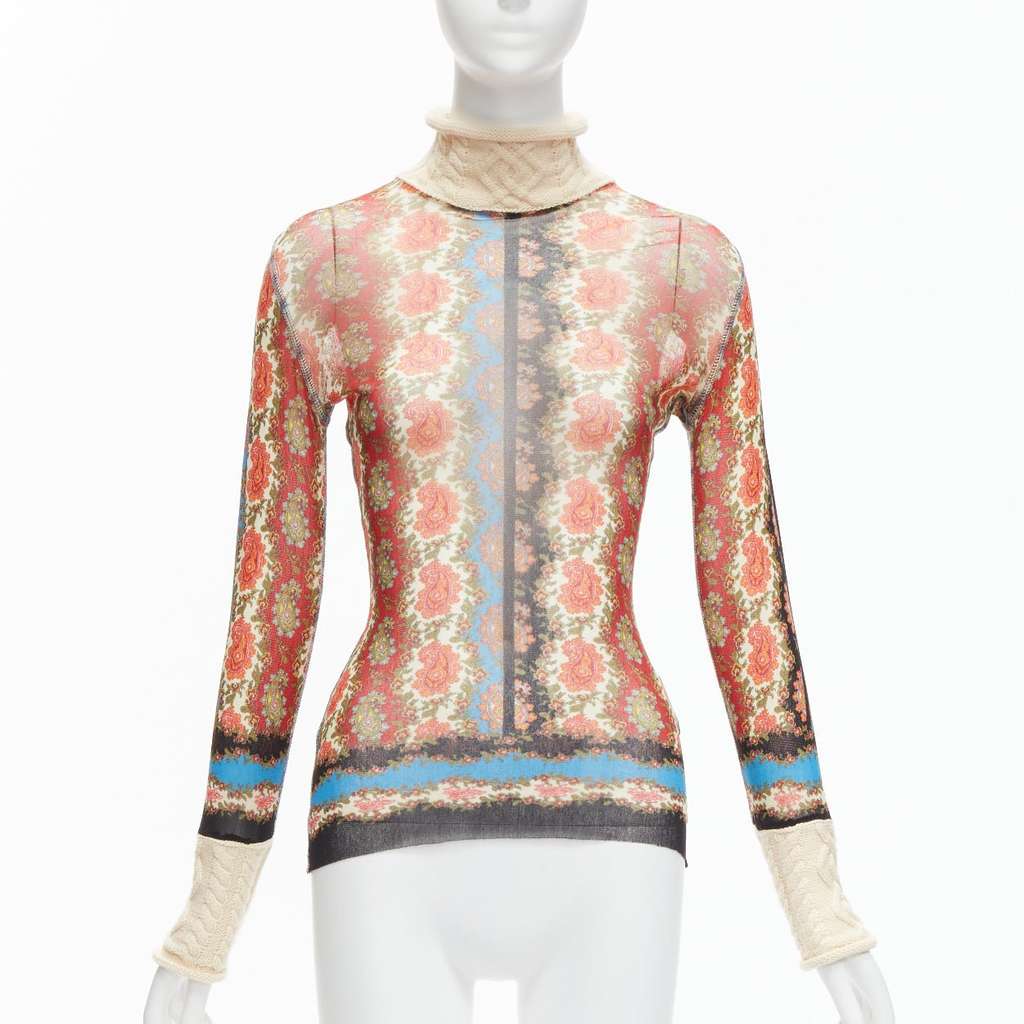 Jean Paul Gaultier Paisley Knit Turtleneck MultiColor Polyamide Very good - Front View