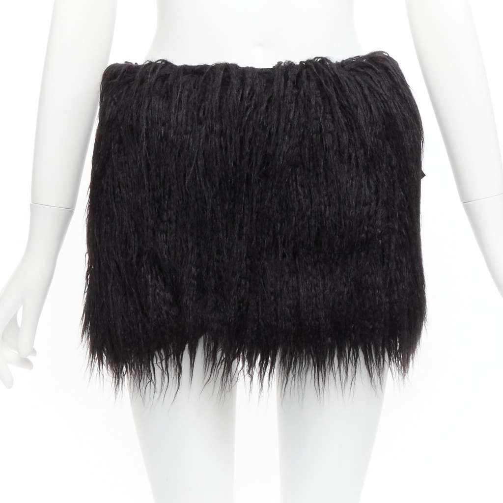 Saint Laurent Faux Fur Skirt Black Never worn, with tag - Front View