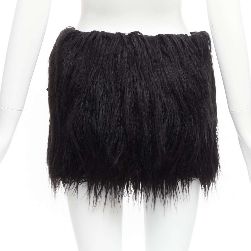 Saint Laurent Faux Fur Skirt Black Never worn, with tag - Model View