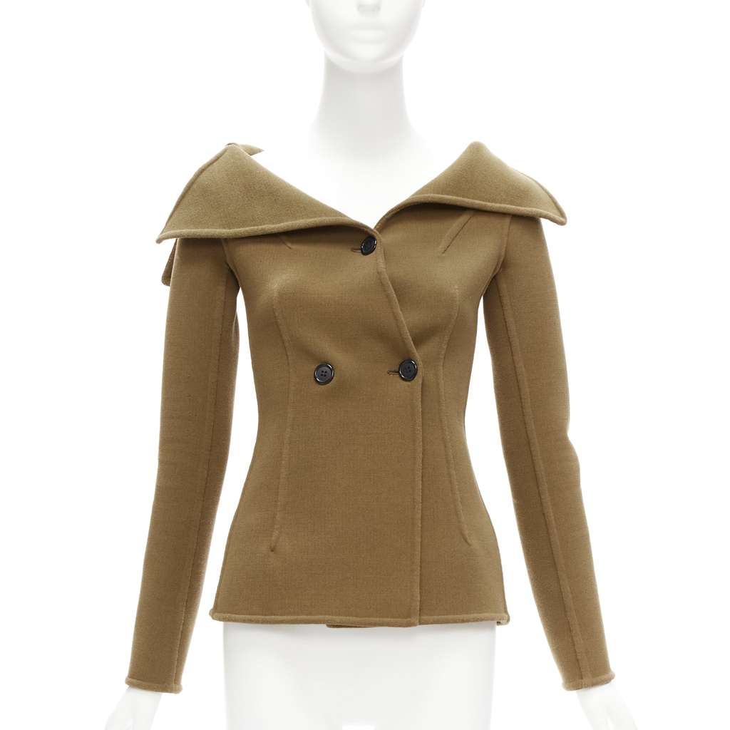Celine Brown Collar Jacket Brown Wool Never worn - Front View