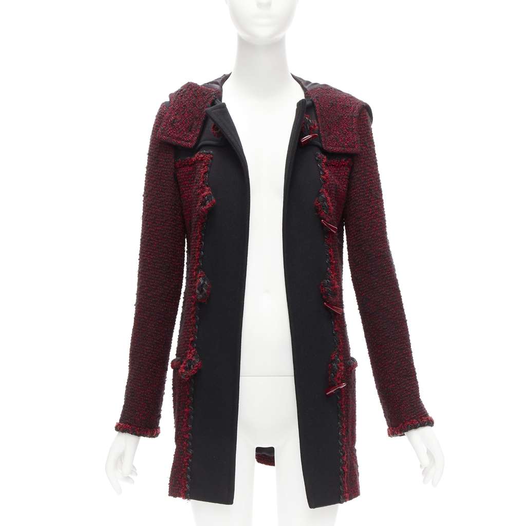 Chanel Red Duffel Coat Burgundy Wool Very good - Inside View