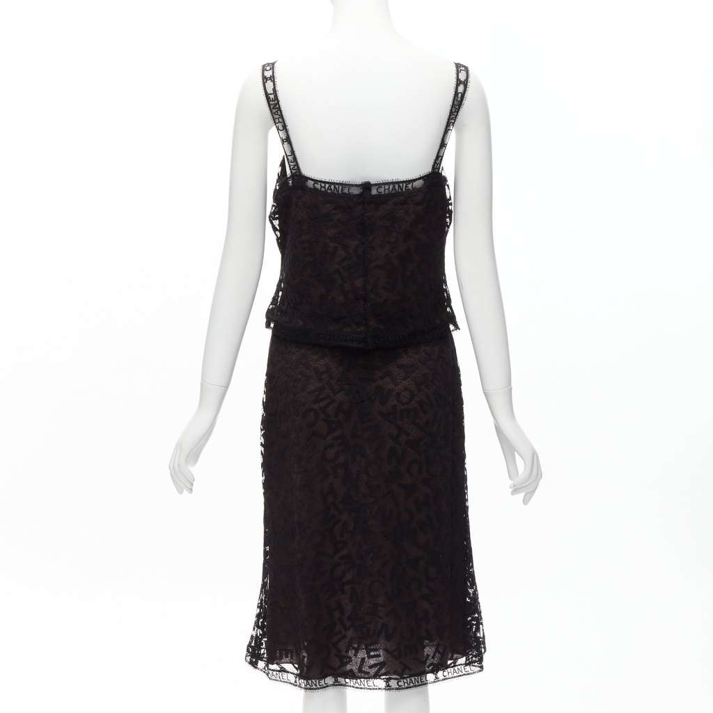 Chanel Lace Cami Skirt Brown Cotton Good - Box View
