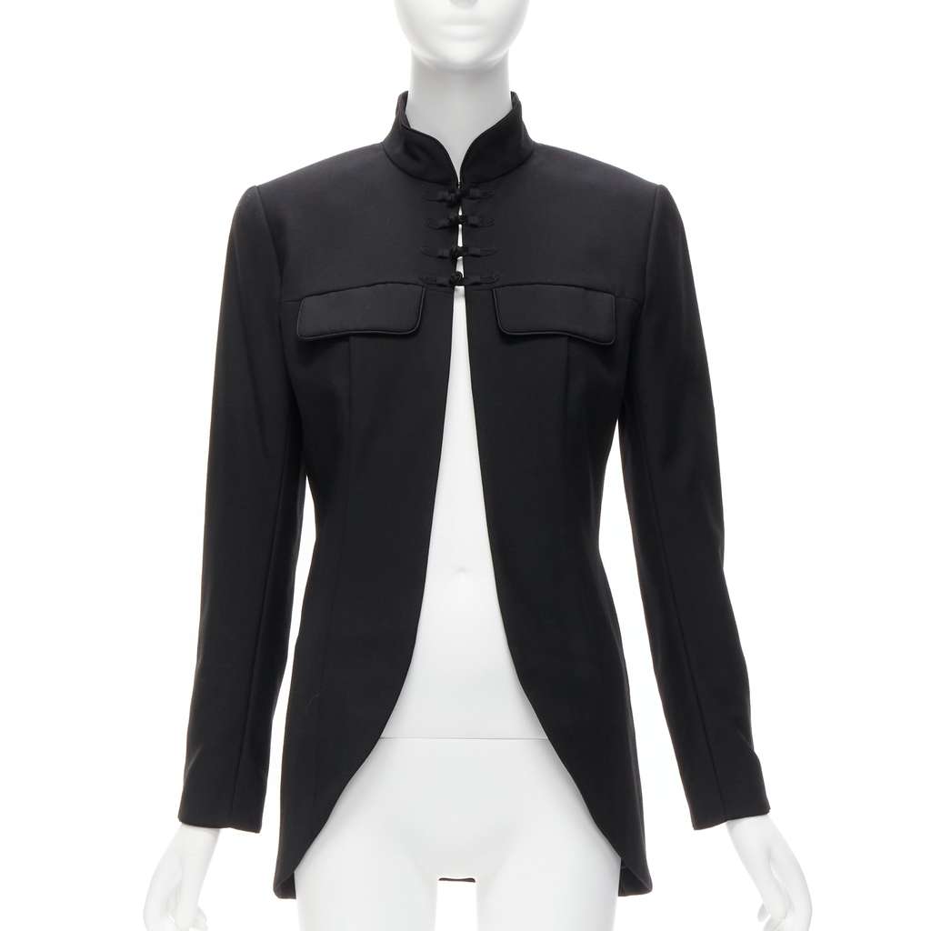 Christian Dior Mandarin Collar Jacket Black Wool Never worn - Front View