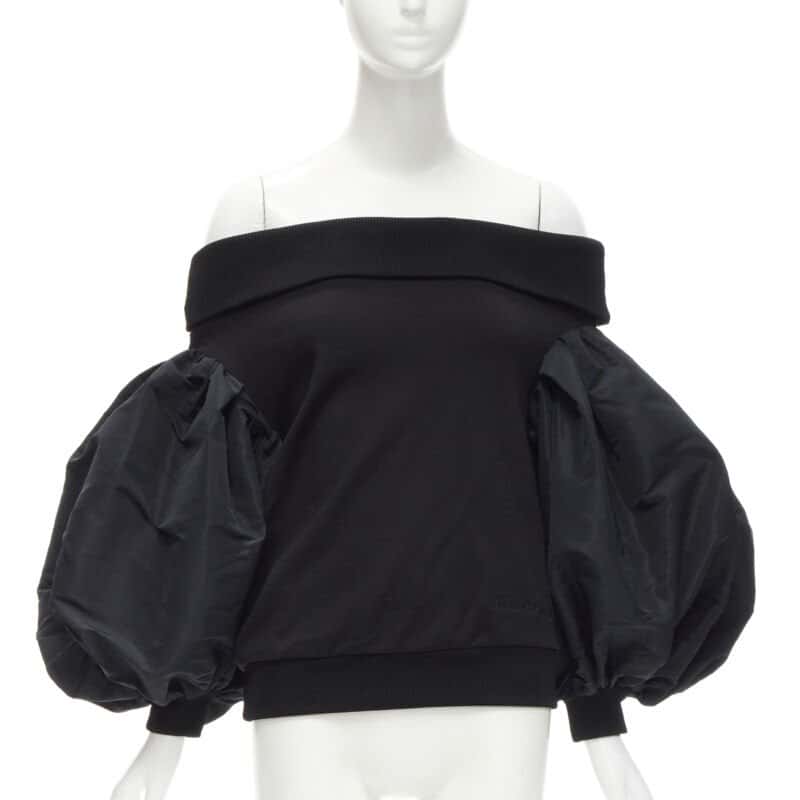 Alexander McQueen Puff Sleeve Sweater Black Cotton Never worn - Front View
