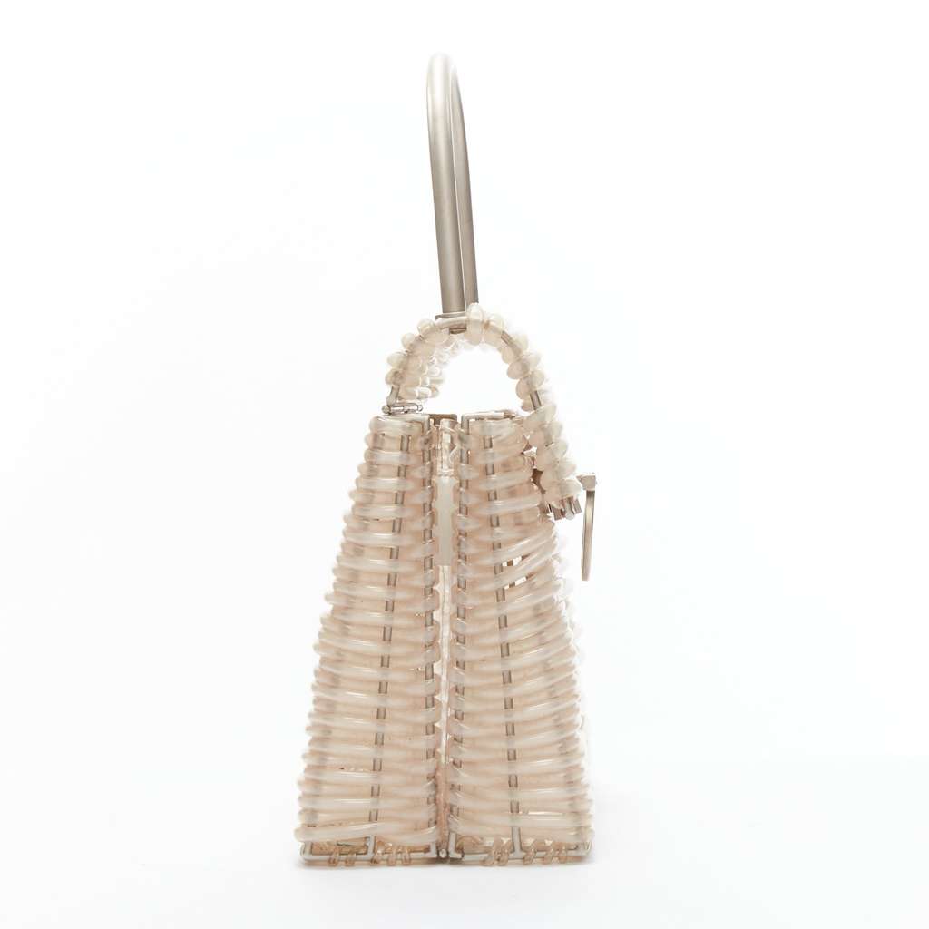 Salvatore Ferragamo Gancini Vinyl Bag Beige Metal Fair condition - Model View