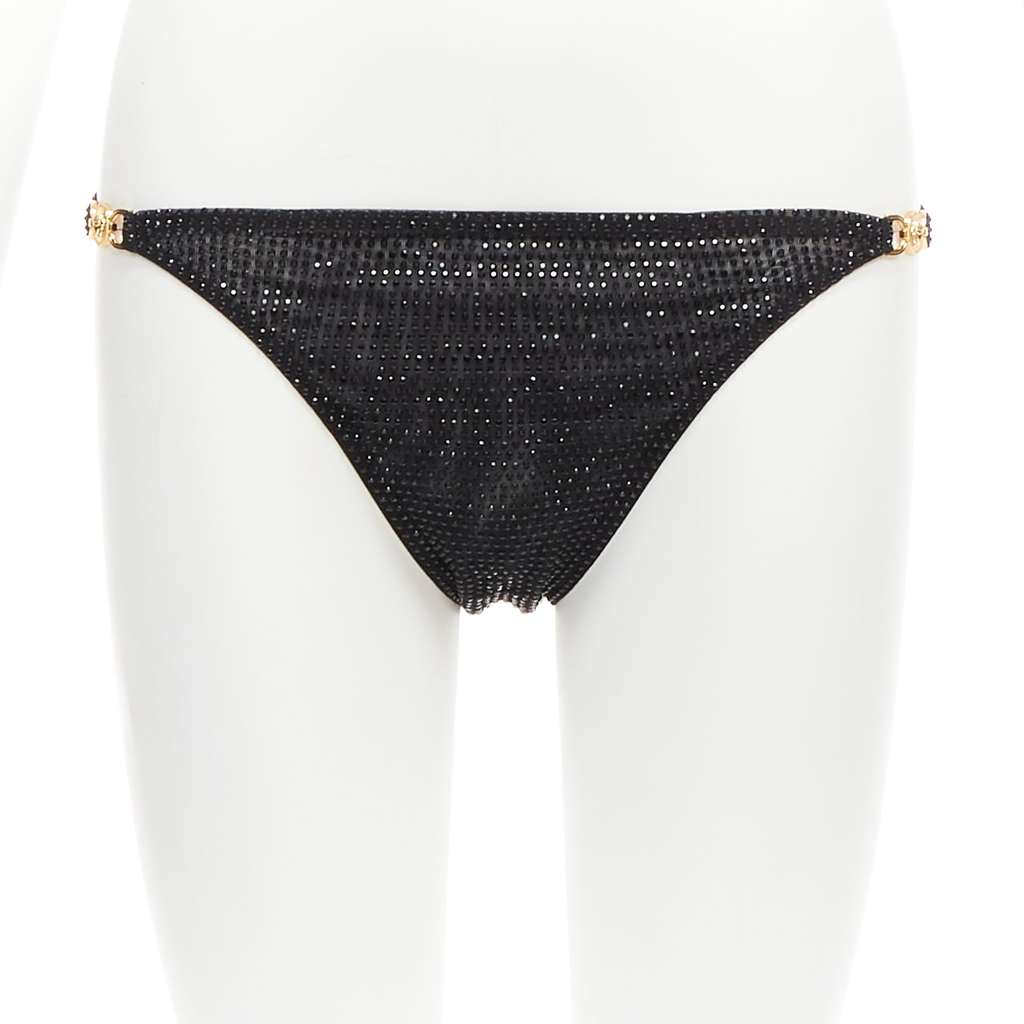 Versace Crystal Bikini Pants Black Polyamide Never worn - Inside View