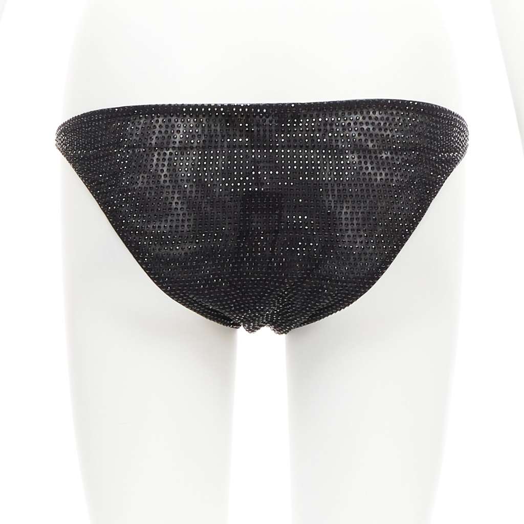 Versace Crystal Bikini Pants Black Polyamide Never worn - Box View