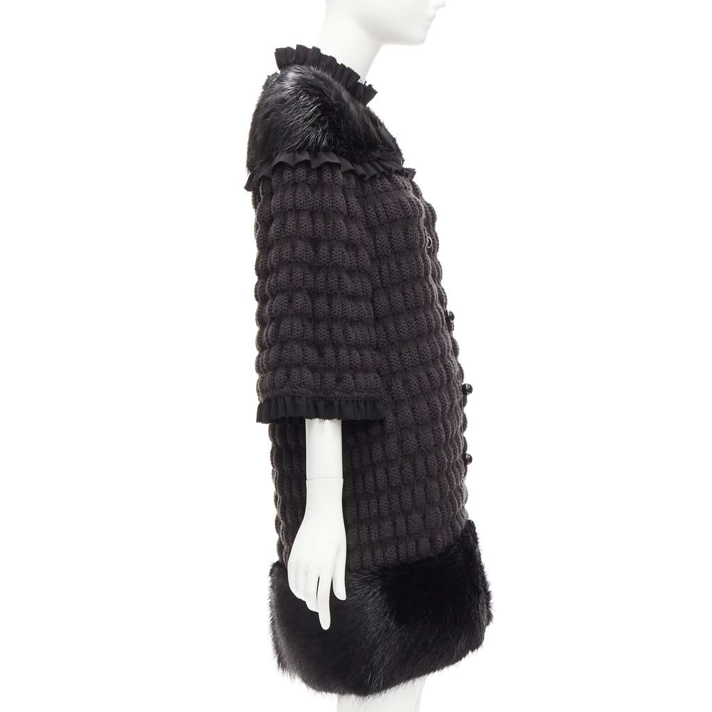 Fendi Black Bell Coat Black Fur Never worn - Box View