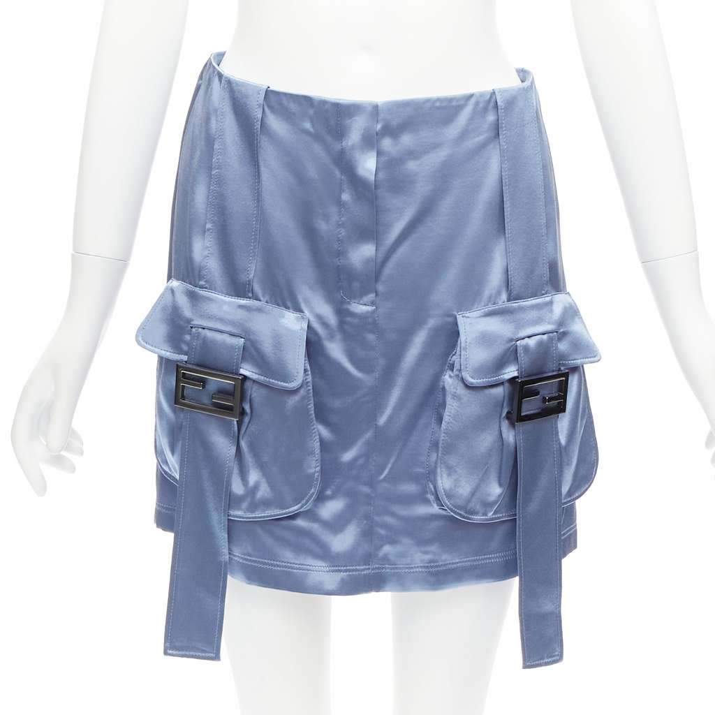 Fendi Cargo Satin Skirt Blue Viscose Very good - Front View