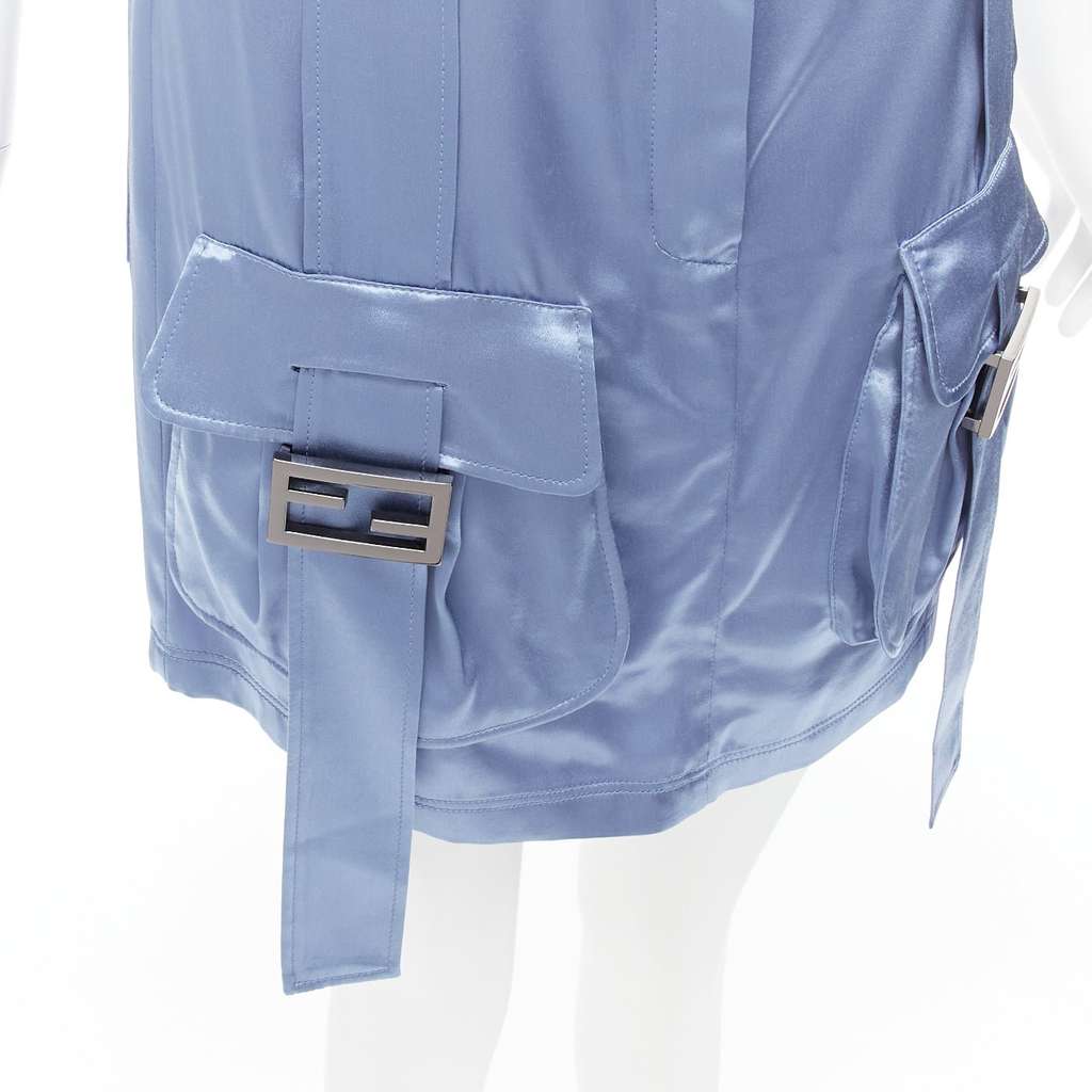 Fendi Cargo Satin Skirt Blue Viscose Very good - Back View