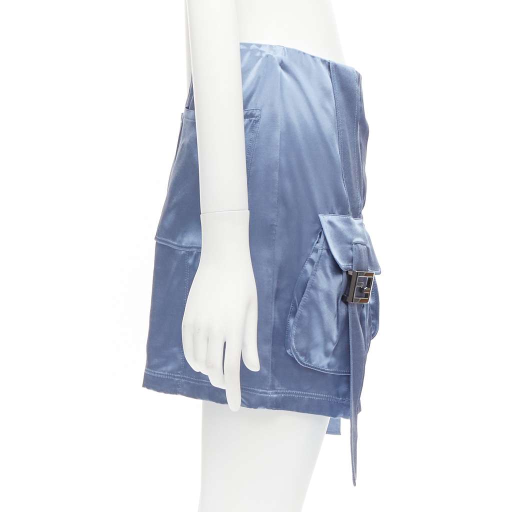 Fendi Cargo Satin Skirt Blue Viscose Very good - Model View