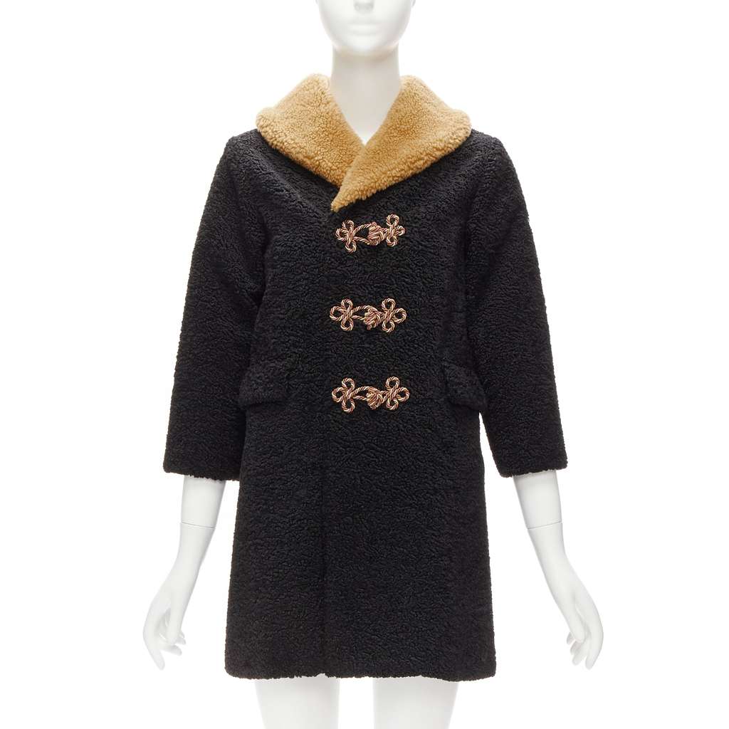 Gucci Anchor Teddy Coat Black Polyester Never worn - Front View