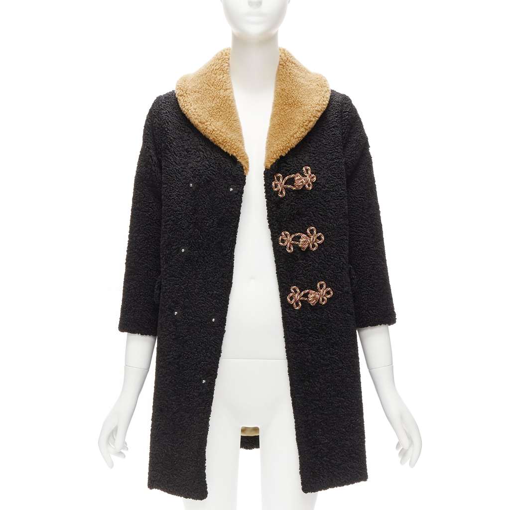 Gucci Anchor Teddy Coat Black Polyester Never worn - Inside View