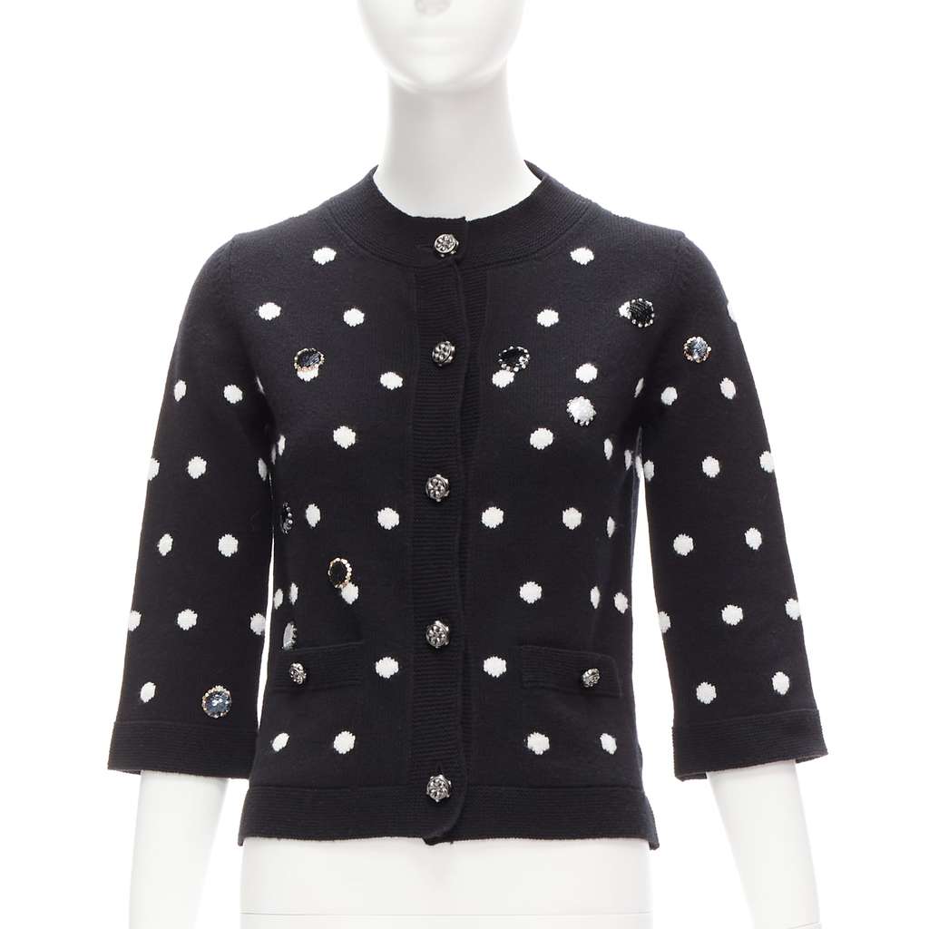 Chanel Embellished Dot Cardigan White Cashmere Never worn - Inside View