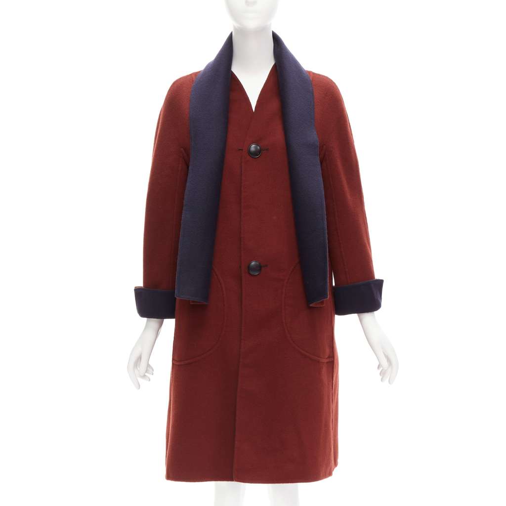 Loro Piana Burgundy Reversible Coat Burgundy Cashmere Very good - Back View