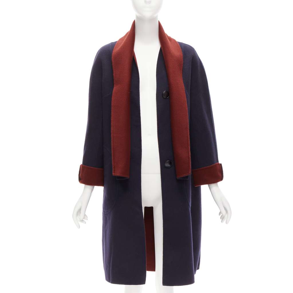 Loro Piana Burgundy Reversible Coat Burgundy Cashmere Very good - Inside View