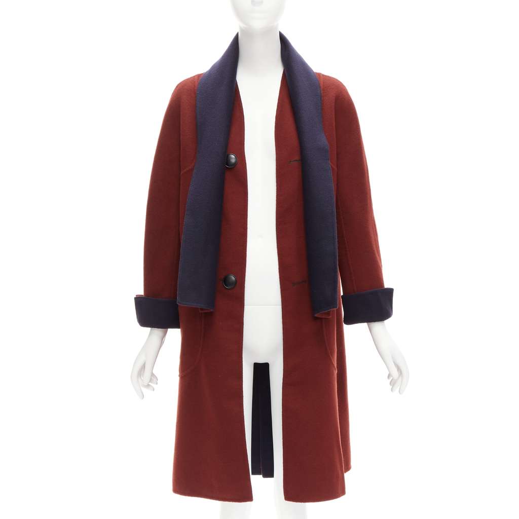 Loro Piana Burgundy Reversible Coat Burgundy Cashmere Very good - Model View