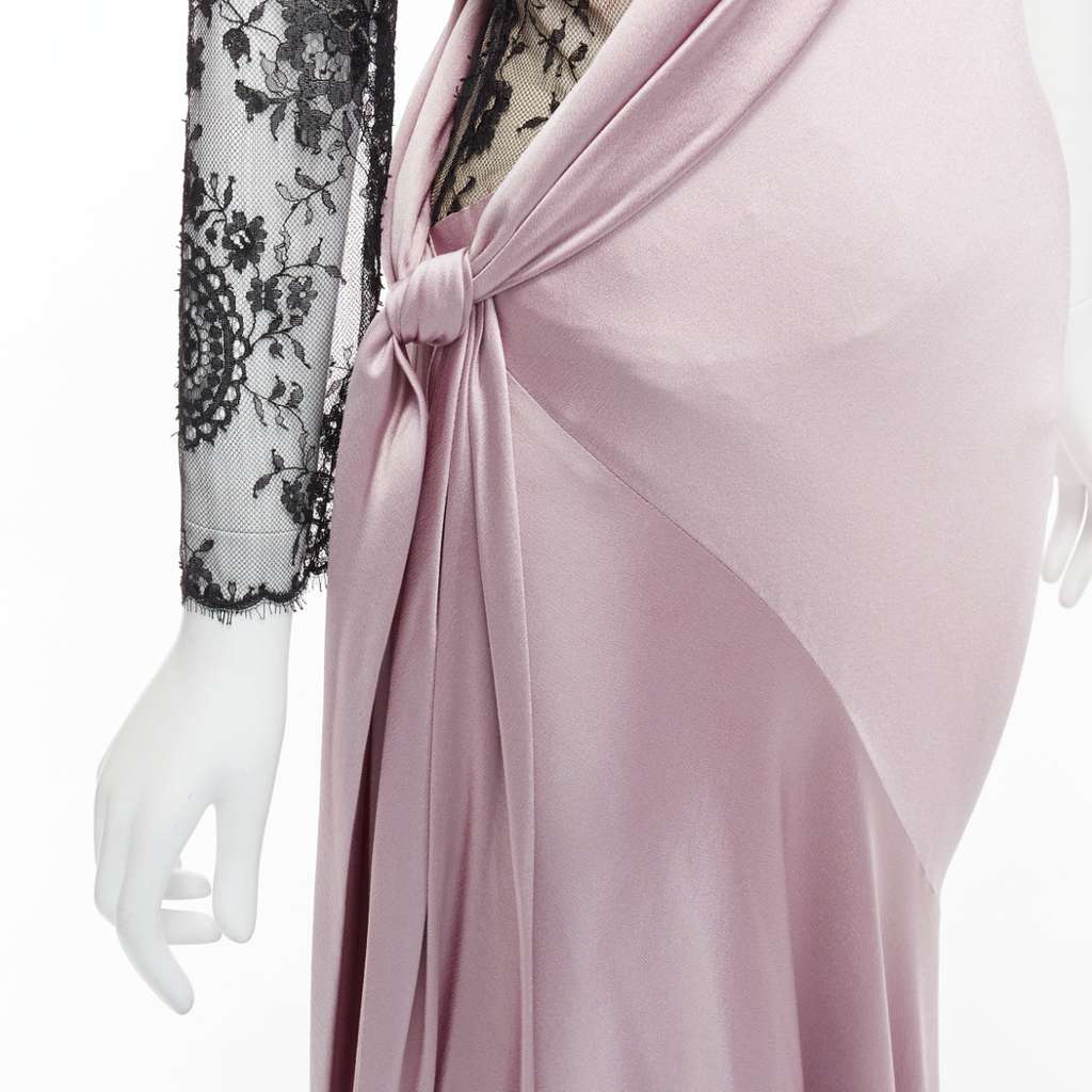 Alexander McQueen Lace One Shoulder Purple Silk Never worn, with tag - Back View