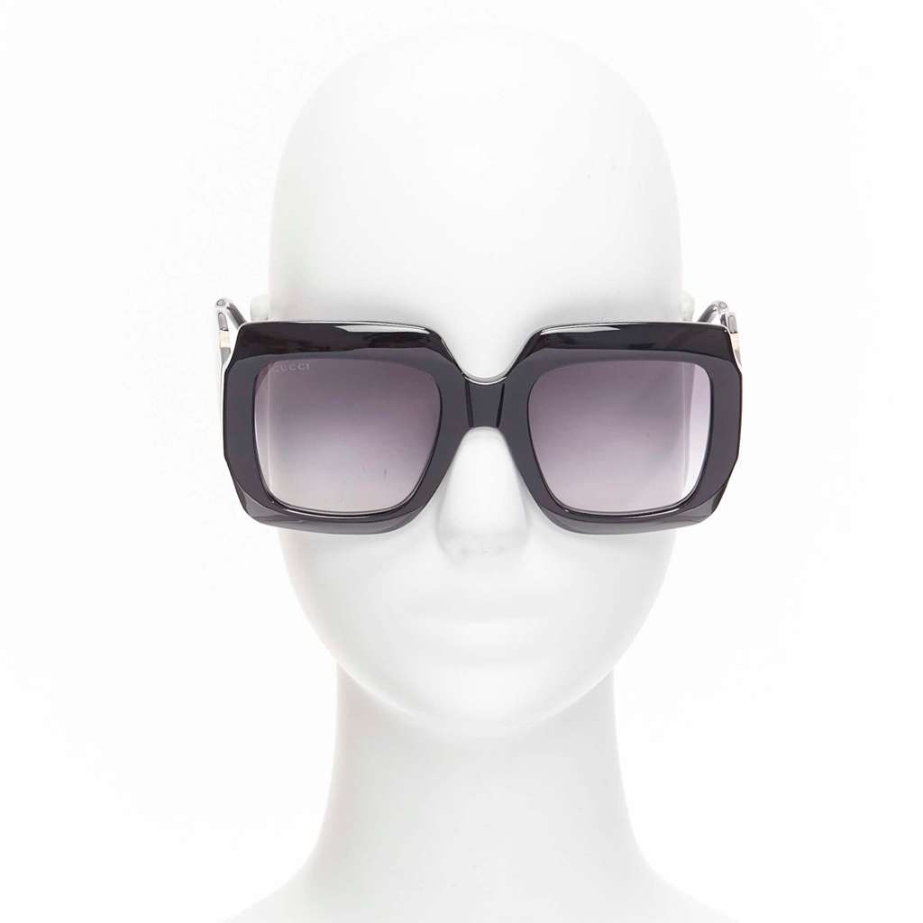 Gucci Gold Logo Glasses Black Very good - Back View