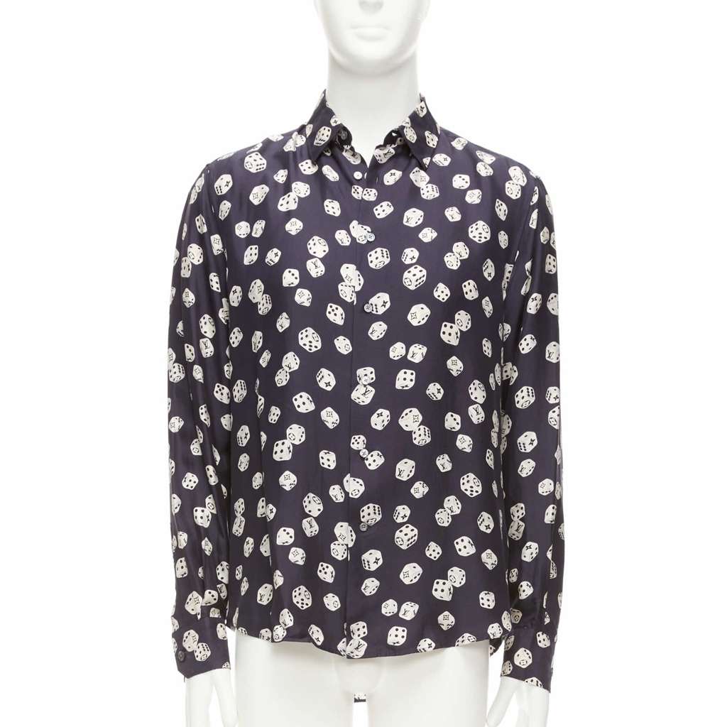 Louis Vuitton Navy Print Shirt Navy Never worn - Front View