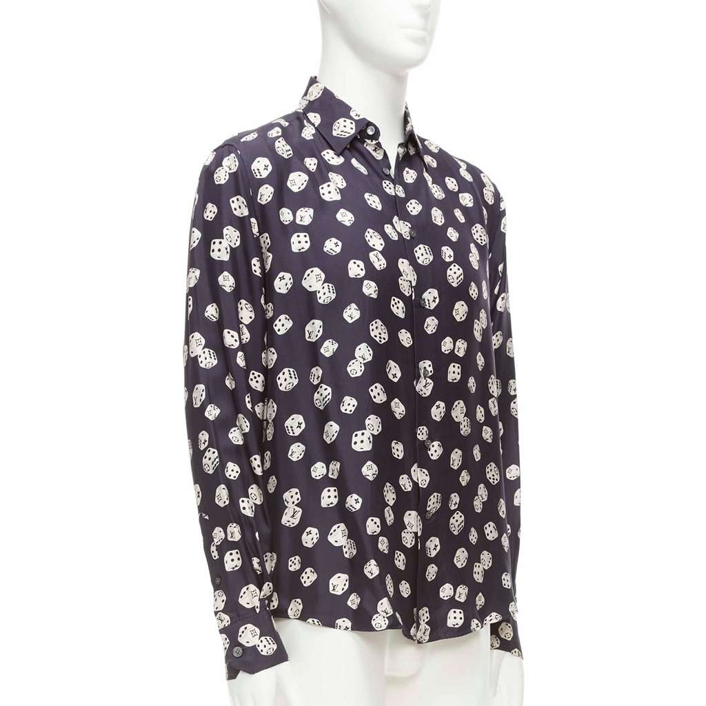 Louis Vuitton Navy Print Shirt Navy Never worn - Inside View