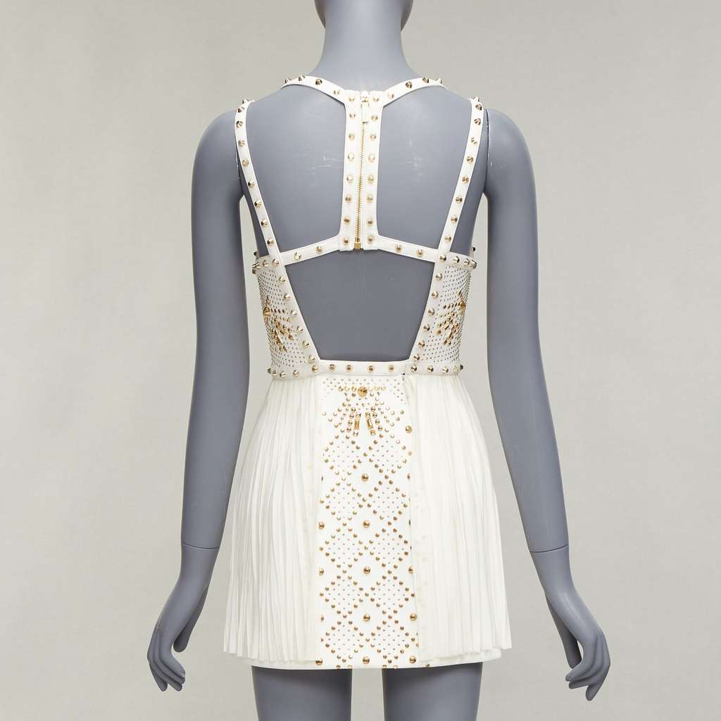 Versace Studded Skirt Dress Ecru Polyamide Good - Box View